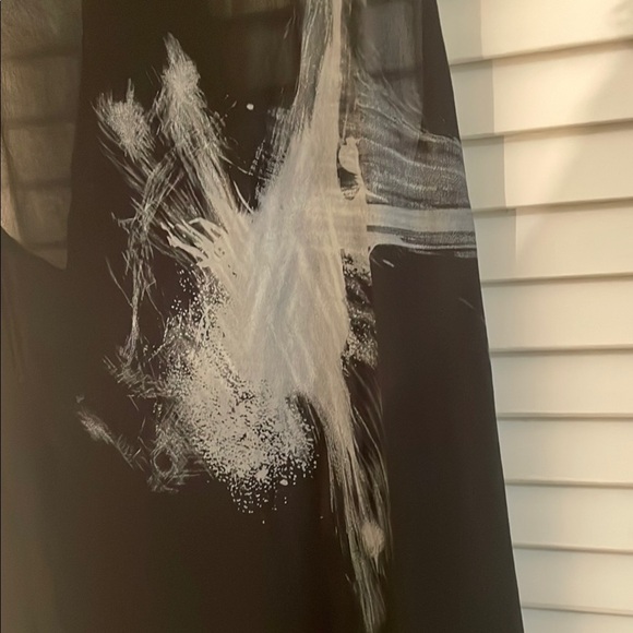 Storm Black and Gray Razor Back Abstract Design Sheer High Lo Tank Top Overlay - Picture 10 of 10